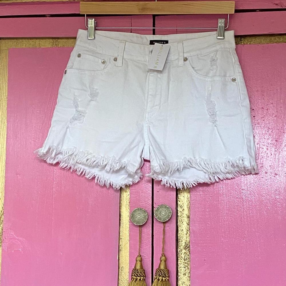 William B white denim "distressed"  shorts
